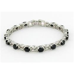 65.34ct Delightful Top Black Blue Sapphire Sterling Bracelet (JEW-1555)