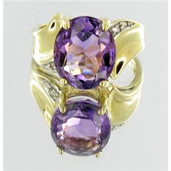 3.8ct Pink Amethyst & Diamond 10k Gold Ladies Ring (JEW-291)