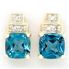 1.56Ct London Blue Topaz & Diamond 9K Gold Earrings (JEW-9133X)