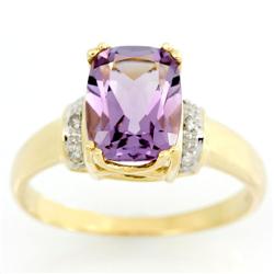 2.58Ct Pink Amethyst & Diamond Solid 9K Gold Ring (JEW-9158X)
