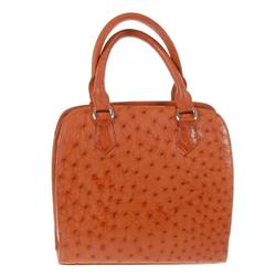 Ladies Brown Ostrich Hide Skin Handbag  (ACT-057)