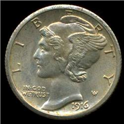 1916S Mercury Dime Coin Gem+ Unc FB ERROR (COI-3137)