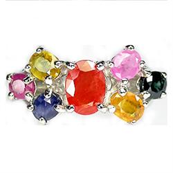 42.85ct Luxury Real Top Fancy Sapphire Ruby Sterling Ring (JEW-1551)