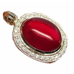 90ct Sterling Pendant Oval Cabochon Blood Red Topaz (JEW-1664)