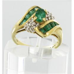 1.15ct Ladies Colombian Emerald Diamond 10k Ring (JEW-1682)