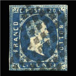 1859 RARE Italy Sardina 20c Postal Stamp Hi Grade (STM-0176)