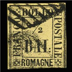1859 RARE Italy Romagna 1/2b Postal Stamp Hi Grade (STM-0198)