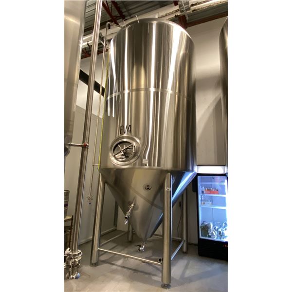 12,000-LITER STAINLESS STEEL FERMENTATION TANK - APPROX 18'H X 8'D