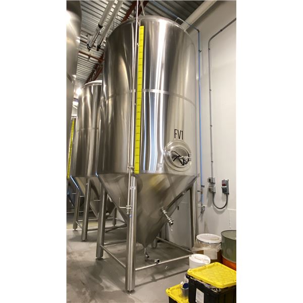 12,000-LITER STAINLESS STEEL FERMENTATION TANK - APPROX 18'H X 8'D