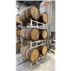 Image 2 : SET OF 3 CELLAR-TEK BARREL STANDS WITH (6) WOODEN BARRELS
