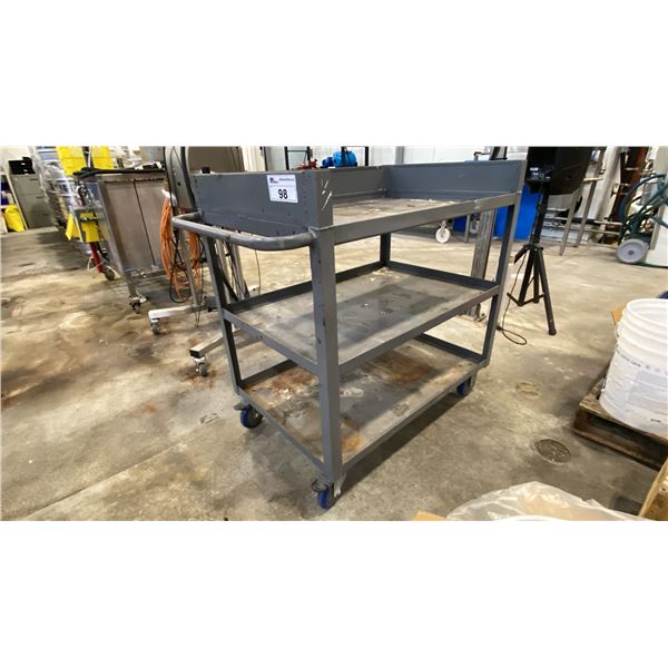 3-TIER WELDED STEEL FLAT SHELF UTILITY CART