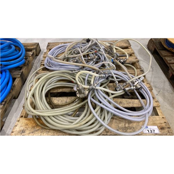PALLET OF HOSE LINES INCL GAUGES, MICRO MATIC KEG COUPLER, STOP VALVE AND MORE