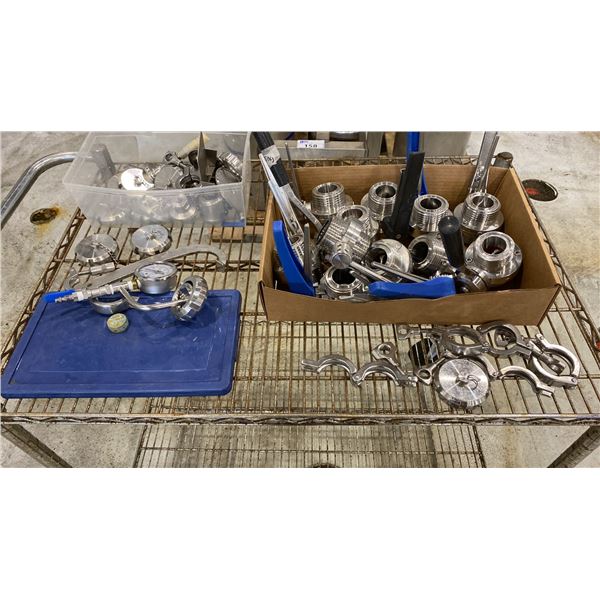 2-TIER UTILITY WIRE CART INCLUDES SANITARY BUTTERFLY VALVES, TRI-CLAMP FITTINGS AND MORE