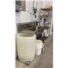 Image 1 : COMMERCIAL 3-PART COMPARTMENT SINK, 5-TIER WIRE SHELVE, PLASTIC DRUM WITH SS VALVE AND MORE