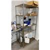 Image 4 : COMMERCIAL 3-PART COMPARTMENT SINK, 5-TIER WIRE SHELVE, PLASTIC DRUM WITH SS VALVE AND MORE