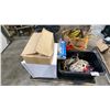 Image 1 : PALLET OF MIXED ITEMS INCL DANBY COMPACT FRIDGE, DOUBLE WOODEN BLOCK PULLEYS, LAGGING ROPES,