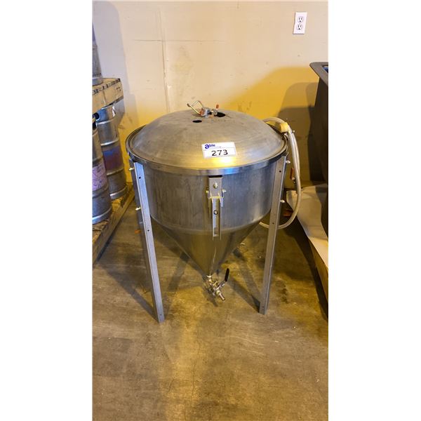 STAINLESS STEEL CONICAL FERMENTER - APPROX. 3FT HIGH X 2FT DIAMETER