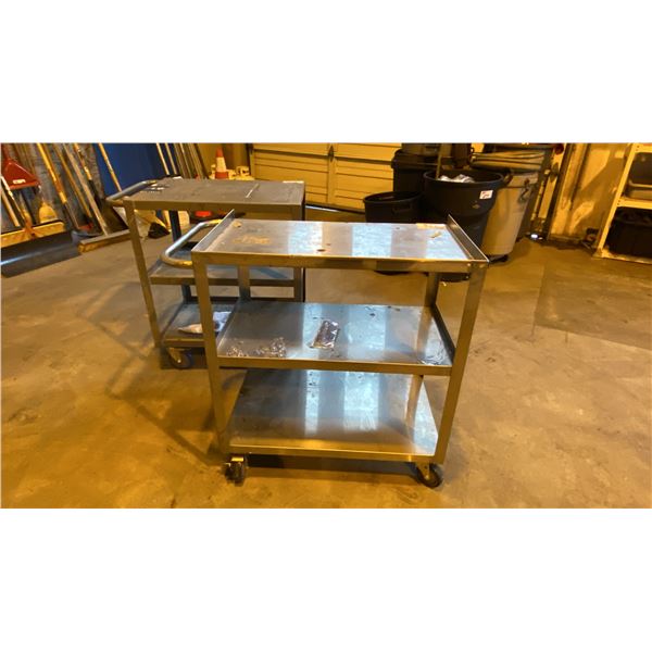 (2) WELDED METAL 3 TIER MOBILE SHOP CARTS