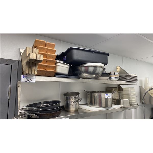 LARGE GROUP OF ASSORTED METAL & PLASTIC INSERTS, ASSORTED COOKWARE, CONTAINERS AND