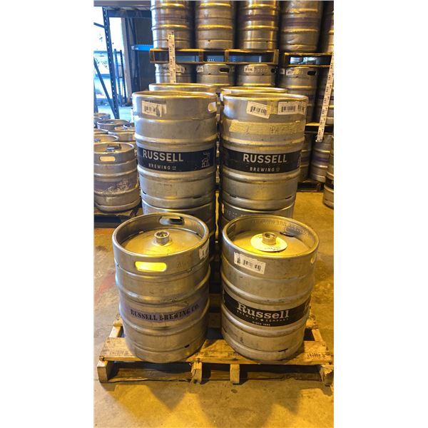 GROUP OF (10) 50 LITRE ALUMINIUM BREWERY KEGS
