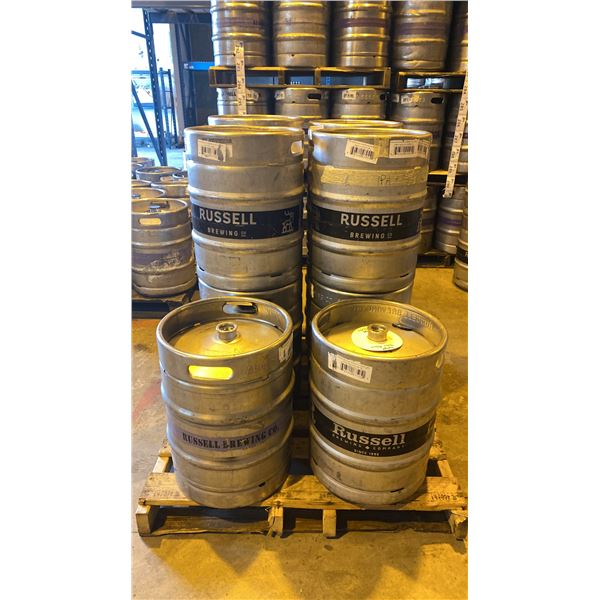 GROUP OF (10) 50 LITRE ALUMINIUM BREWERY KEGS