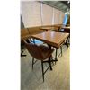 Image 2 : SMALL COUNTER HEIGHT BAR/BISTRO TABLE WITH 2 BROWN LEATHER UPHOLSTERED CHAIRS -