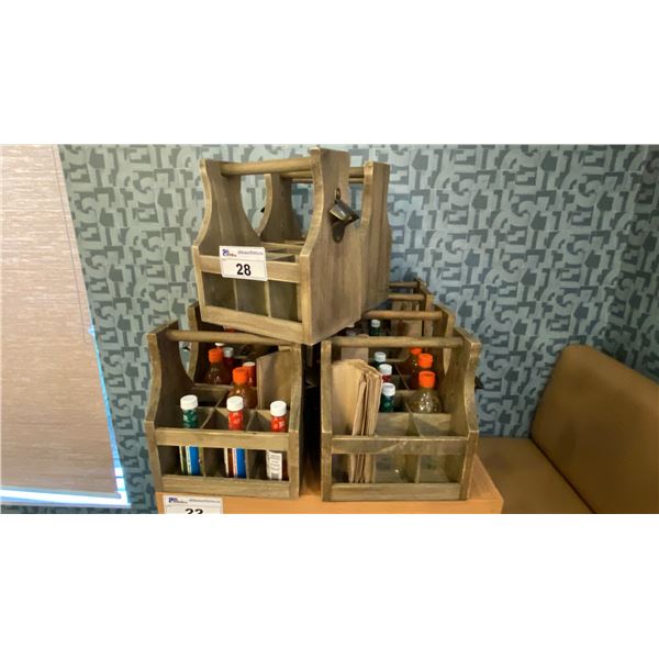 GROUP OF 11 WOODEN RESTAURANT CONDIMENT HOLDERS