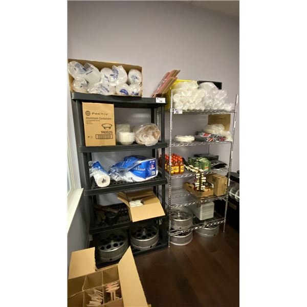 2 STORAGE SHELVES AND CONTENTS