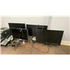 Image 2 : GROUP OF ASSORTED OFFICE ELECTRONICS - 4 MONITORS, BROTHER PRINTER, SMALL STEREO,