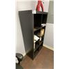 Image 2 : OFFICE WHITEBOARD IN WALL MOUNT CABINET AND BLACK SHELF UNIT WITH CONTENTS