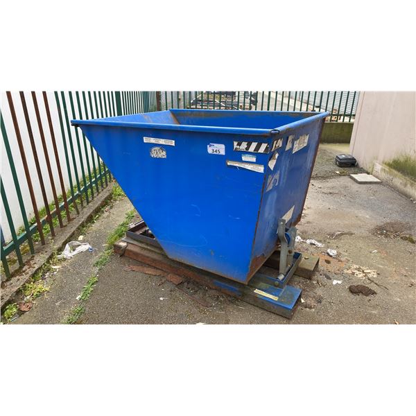 BLUE METAL INDUSTRIAL DUMP BIN WITH FORKLIFT SLOTS