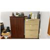 Image 4 : ASSORTED OFFICE FURNITURE - EXECUTIVE DESK, FILING CABINETS, WHITEBOARD WITH CABINET AND