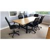 Image 1 : BOARDROOM TABLE AND 6 OFFICE CHAIRS - 94 1/2" X 39 1/4" X 29 1/2" HIGH