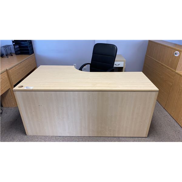 OFFICE DESK WITH SMALL MATCHING SINGLE DRAWER SIDE TABLE AND OFFICE CHAIR