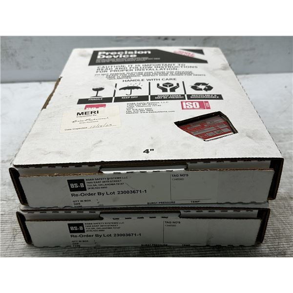 (2) BS&B Safety #23003671-1 Rupture Disc Burst Pressure 50psi(G) @ 72 Degrees