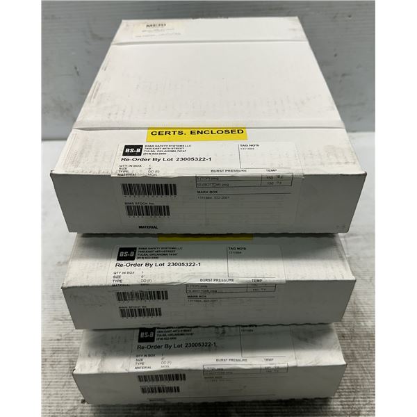 (3) BS&B Safety #23005322-1 Rupture Disc Burst Pressure 5(Top)psig 10(Bottom) psig @ 150 Degrees