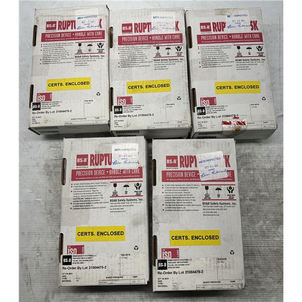 (5) BS&B Safety #21004475-2 Rupture Disc Burst Pressure 3922PSI(G) @ 200 Degrees C