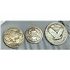 Image 2 : THREE COINS FROM 1910S: STANDING LIBERTY SILVER QUARTER, S; BARBER SILVER DIME, 1916S; BUFFALO (INDI