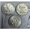 Image 2 : THREE DESIGNS OF THE US HALF DOLLAR: WALKING LIBERTY SILVER HALF DOLLAR, 1944; BEN FRANKLIN SILVER H
