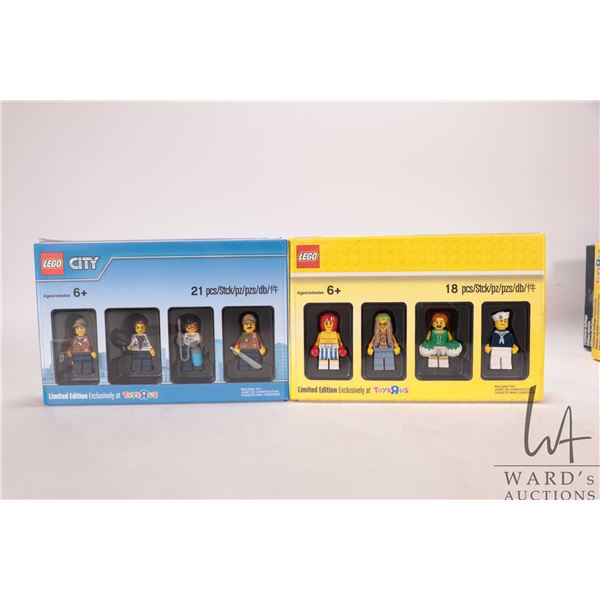 Two Lego four figure mini sets including ToysRus Exclusive Bricktober (4/4 2017) and Lego City (3/4 