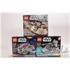 Image 1 : Three Lego "Star Wars" Microfighters sets including no. 75029, 75030 and 75033, all in new in factor