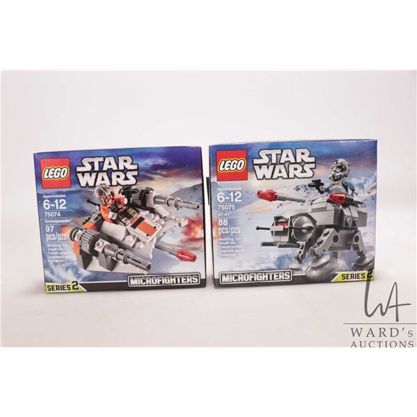 Two Lego "Star Wars" series 2 Microfighters including 75074 and 75075, both new in factory sealed bo