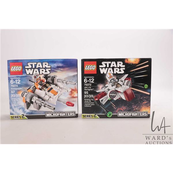 Two Lego "Star Wars" series 2 Microfighters including 75072 and 75074, both new in factory sealed bo