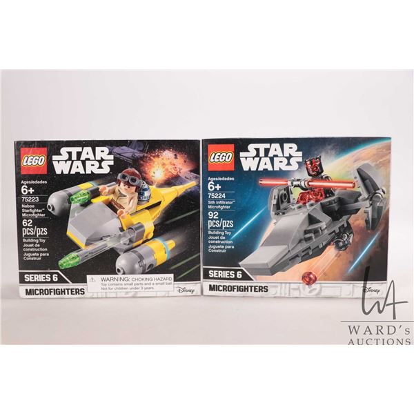 Two Lego "Star Wars" series 6 Microfighters including 75223 and 75224, both new in factory sealed bo