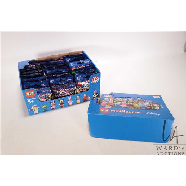 Lego retail display box containing 60 count of Minifigures Disney, all new in packaging