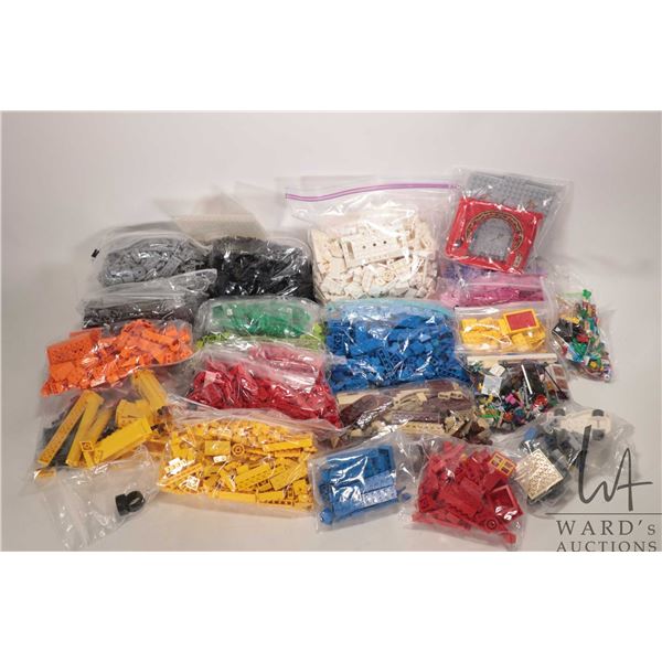 Large selection of Lego building bricks and pieces, bagged by colour