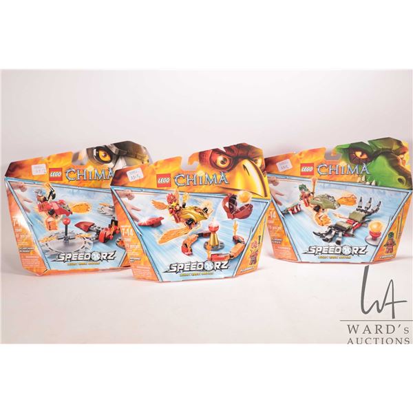 Lego "Legends of Chima" no. 70149, Scorching Blades, 70155 Inferno Pit and 70150 Flaming Claw buildi