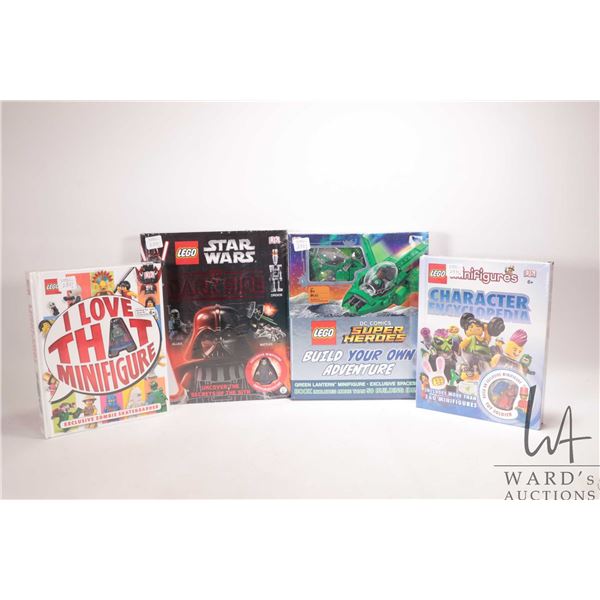 Four Factory sealed Lego books including DC Comics Super Heroes "Build Your Own Adventure" with cons