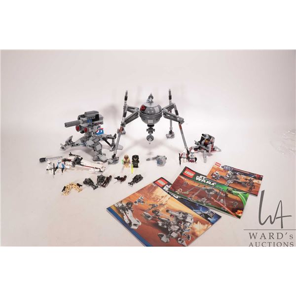 Three Lego "Star Wars" pre-built kits including no. 9488 Elite Clone Trooper & Commando Droid Battle