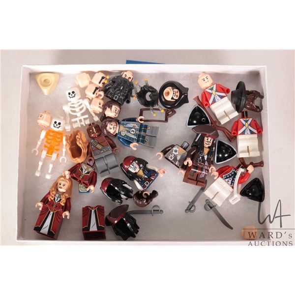 Lego "Pirates of the Carribean" Minifigures including Captain Jack Sparrow, Angelica hair/hat combo,